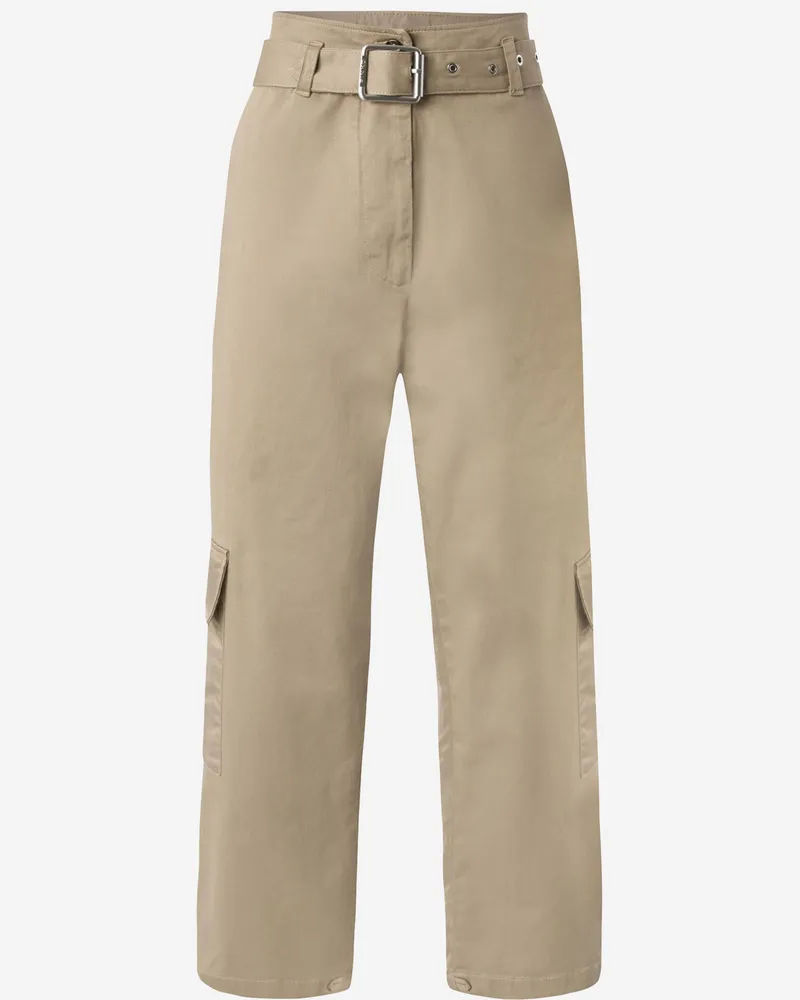 Pinko Stretch Cotton Gabardine Cargo Hosen Khaki