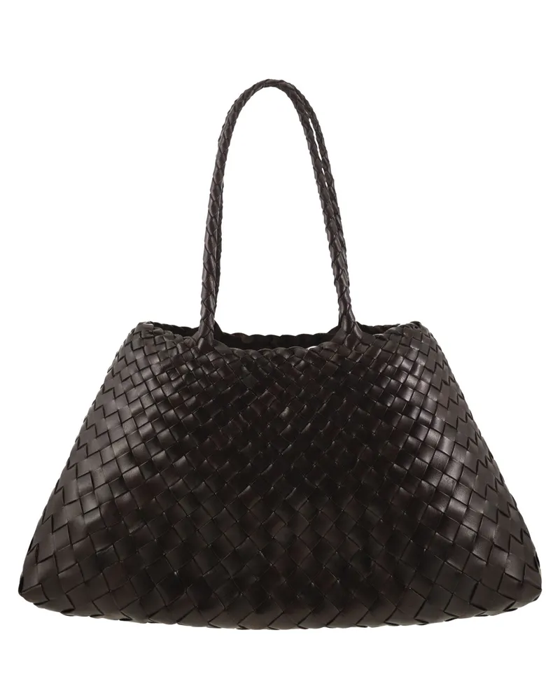Dragon Santa Croce Big Woven Leather Bag Dark