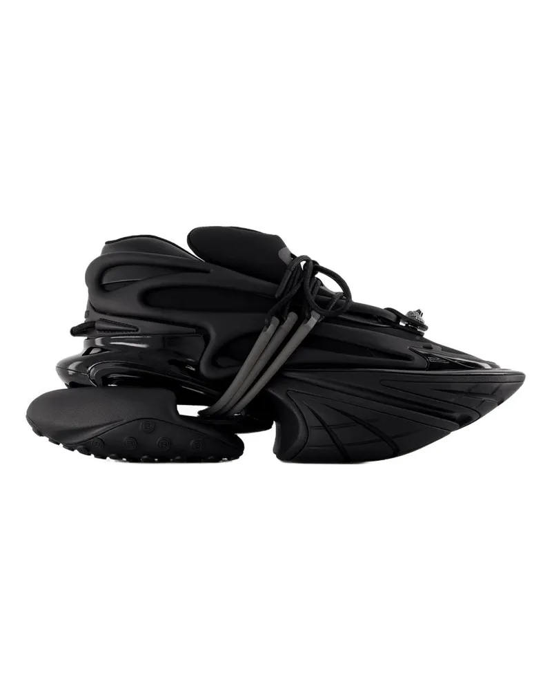 Balmain Einhorn -Turnschuhe  Leder schwarz Black