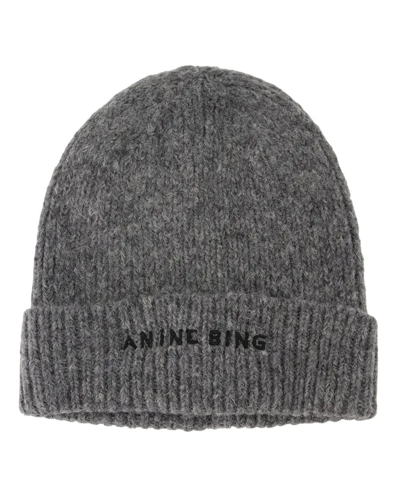 Anine Bing Elia Beanie  Wolle grau Grau