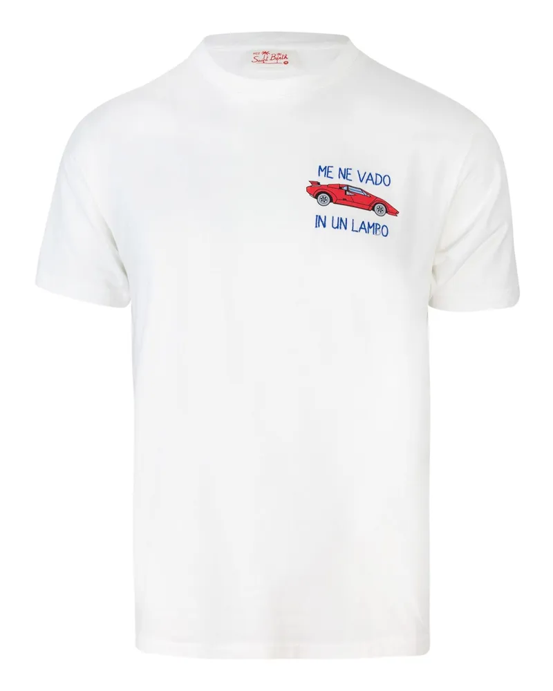 MC2 Saint Barth T -Shirt Girocollo Me Ne Vado in UN Lampo Bianca White