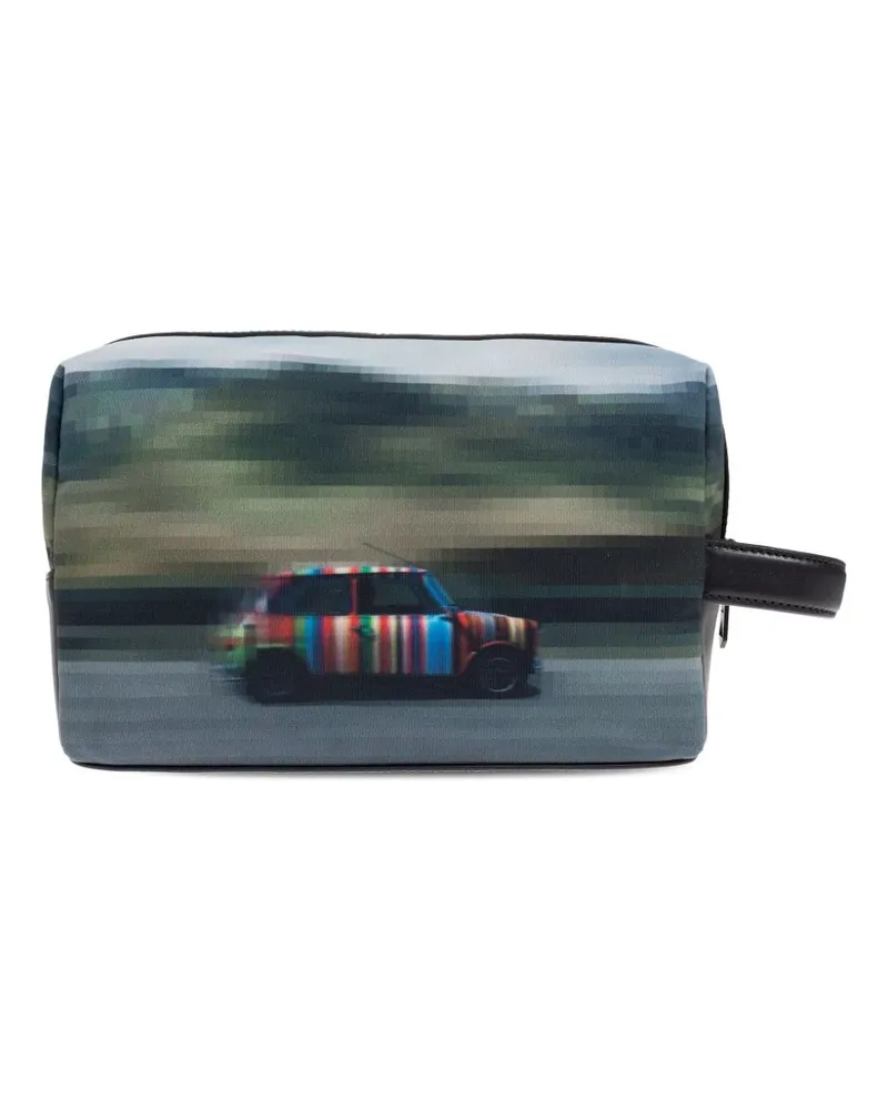Paul Smith bedruckte Lederwaschbeutel Multicolour