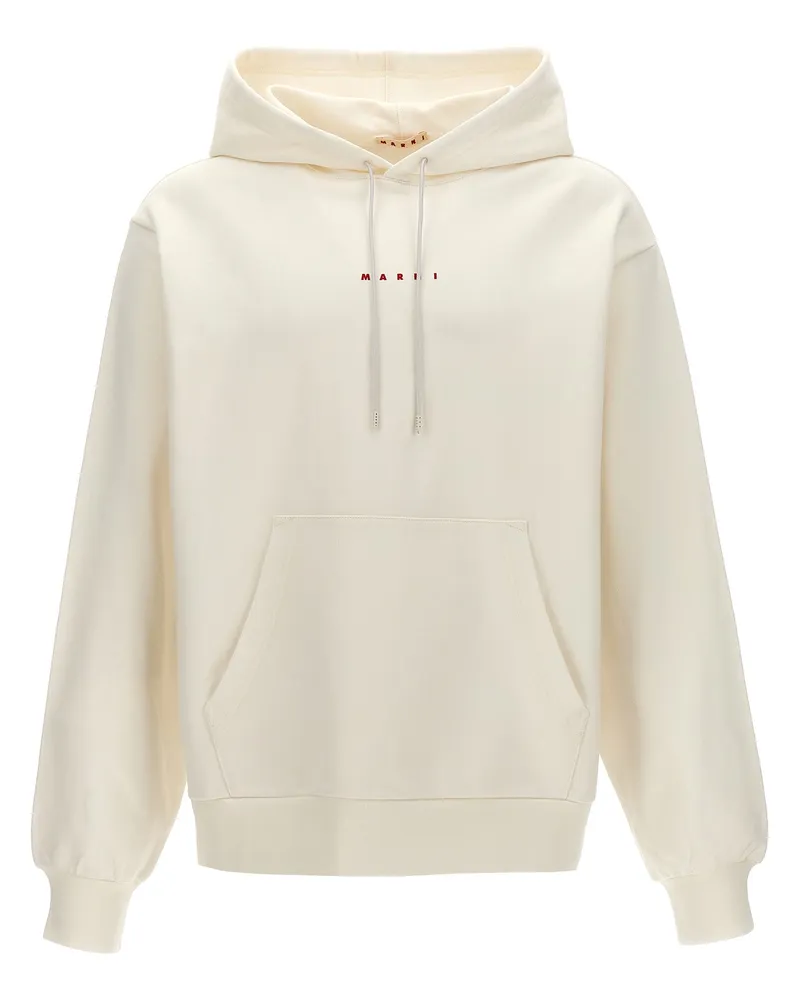 Marni Logo Hoodie White