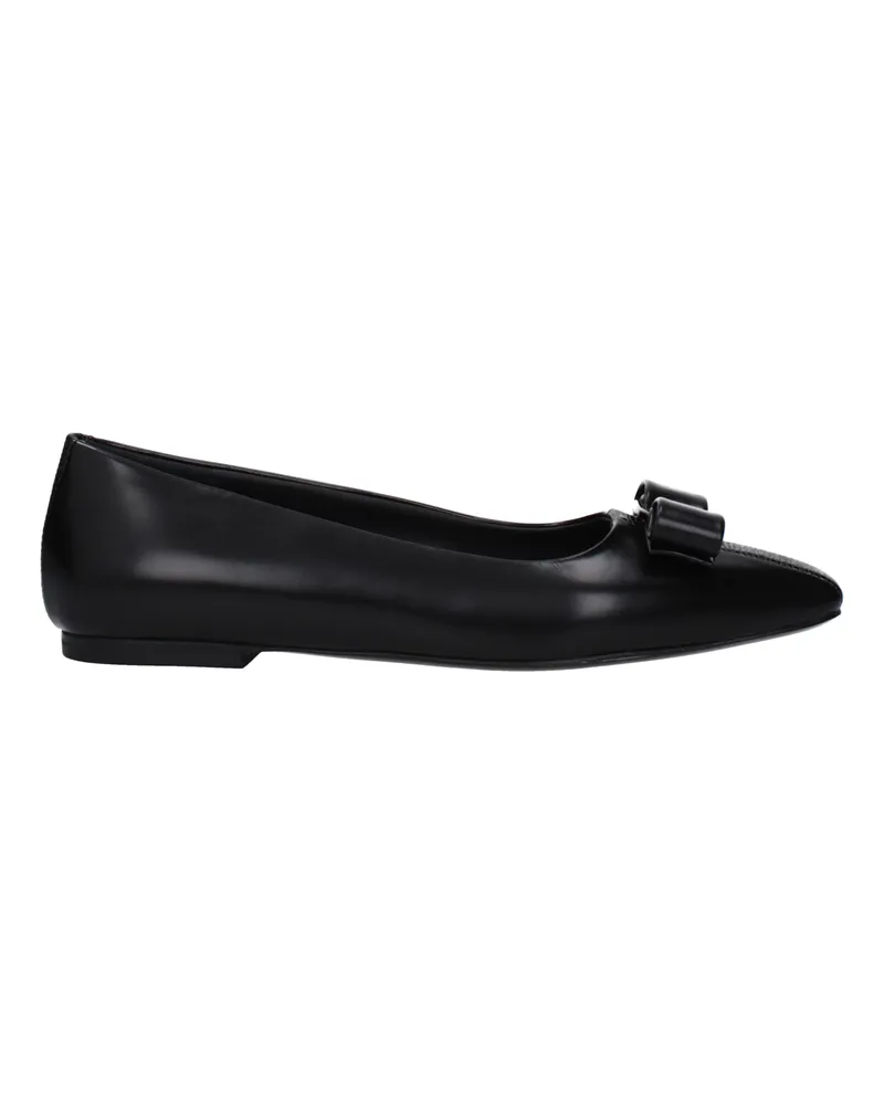 Ferragamo Siwar Damens Ballerinas Leder Schwarz -