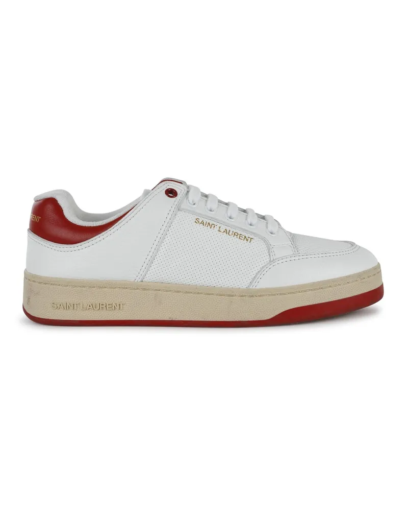 Saint Laurent Leder -Turnschuhe White