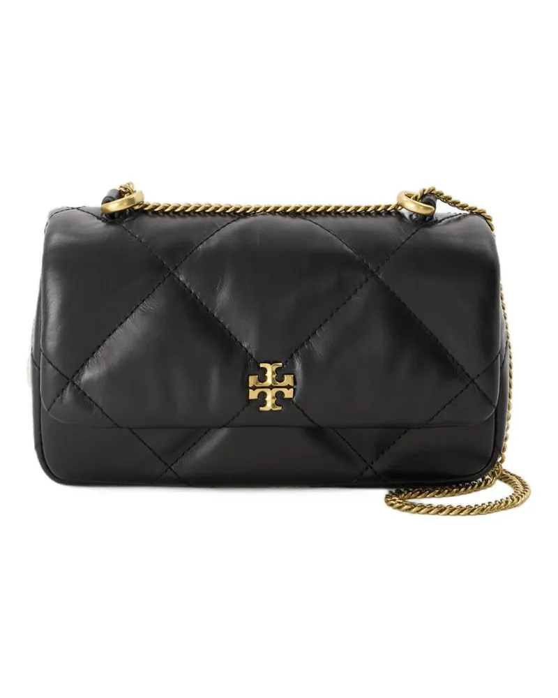 Tory Burch Kira Diamond Quilt Mini Klappbeutel e Leder schwarz Schwarz