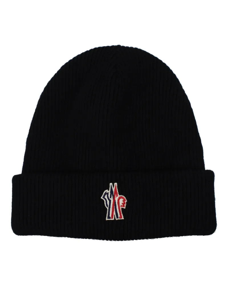 Moncler Herrens Strickmütze Schurwolle Schwarz -
