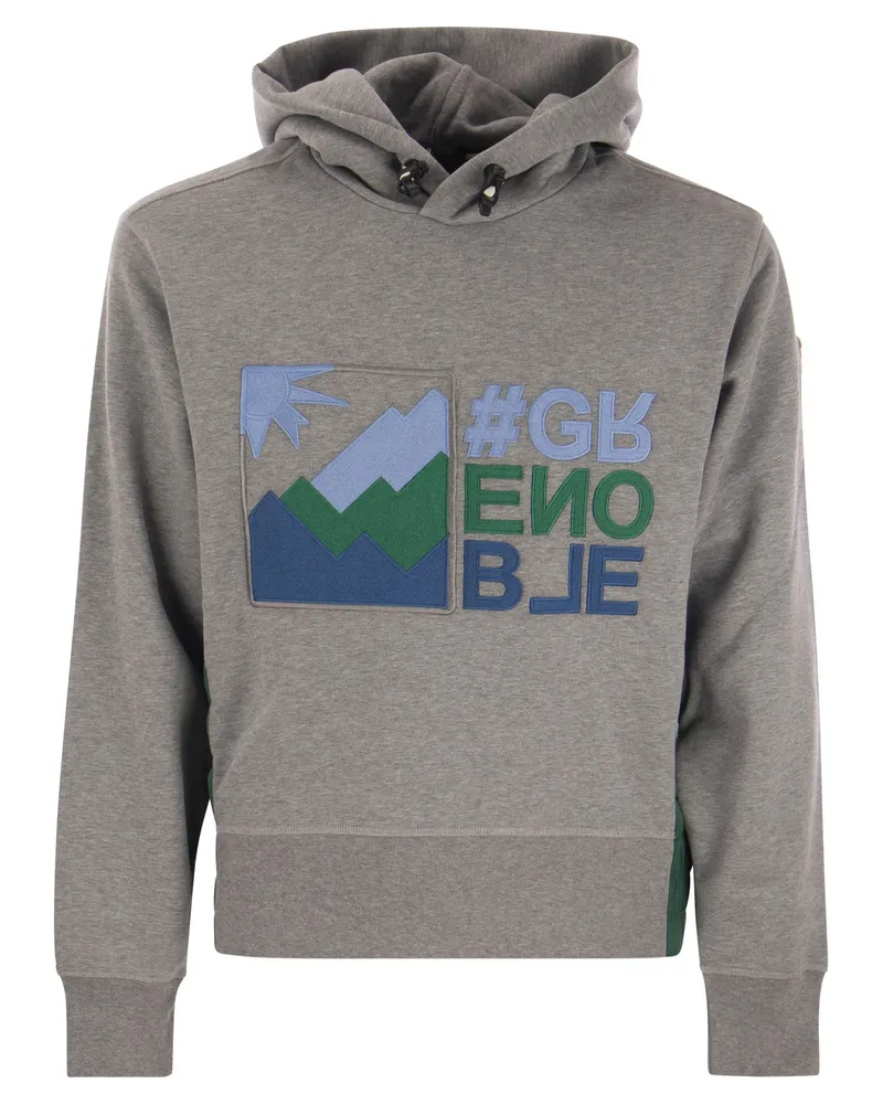 Moncler Logo gedruckter Hoodie Grau