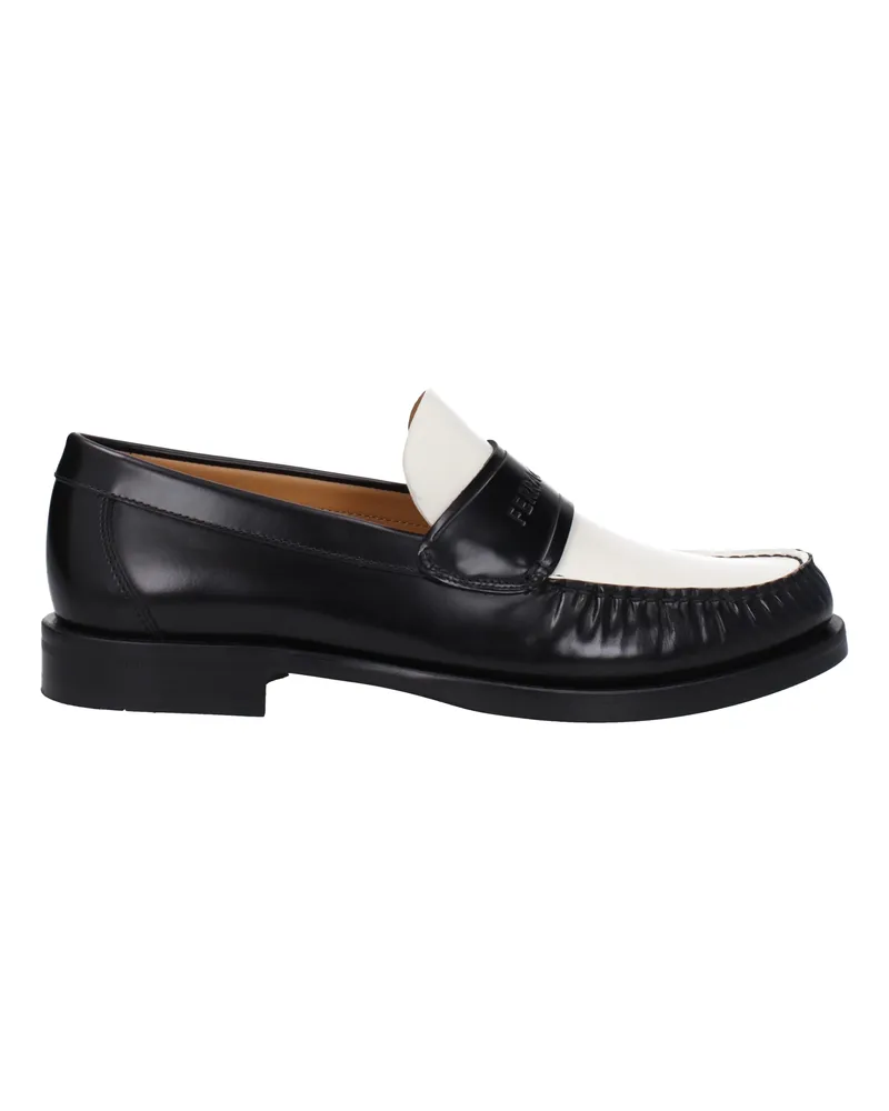 Ferragamo Fillmore Herrens Slipper aus schwarzem/cremefarbenem Leder -