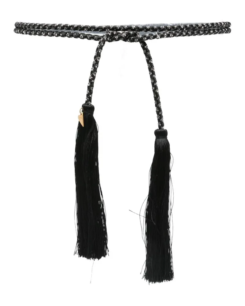 forte_forte Crystal und Quastengürtel Black