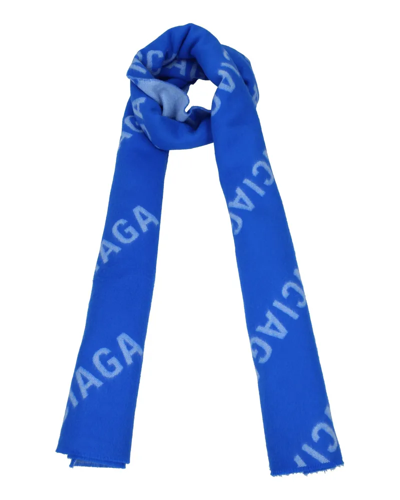 Balenciaga Frauen 's Schals Wolle Blau/Weiß -