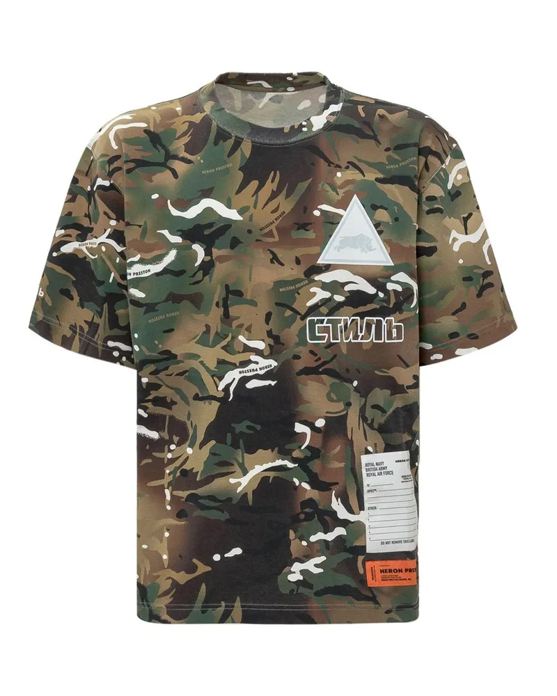 Heron Preston Camouflage T -Shirt Grün