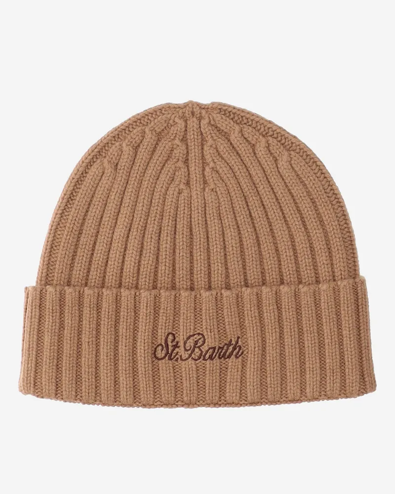 MC2 Saint Barth Wool Blend Mütze mit Logo Brown