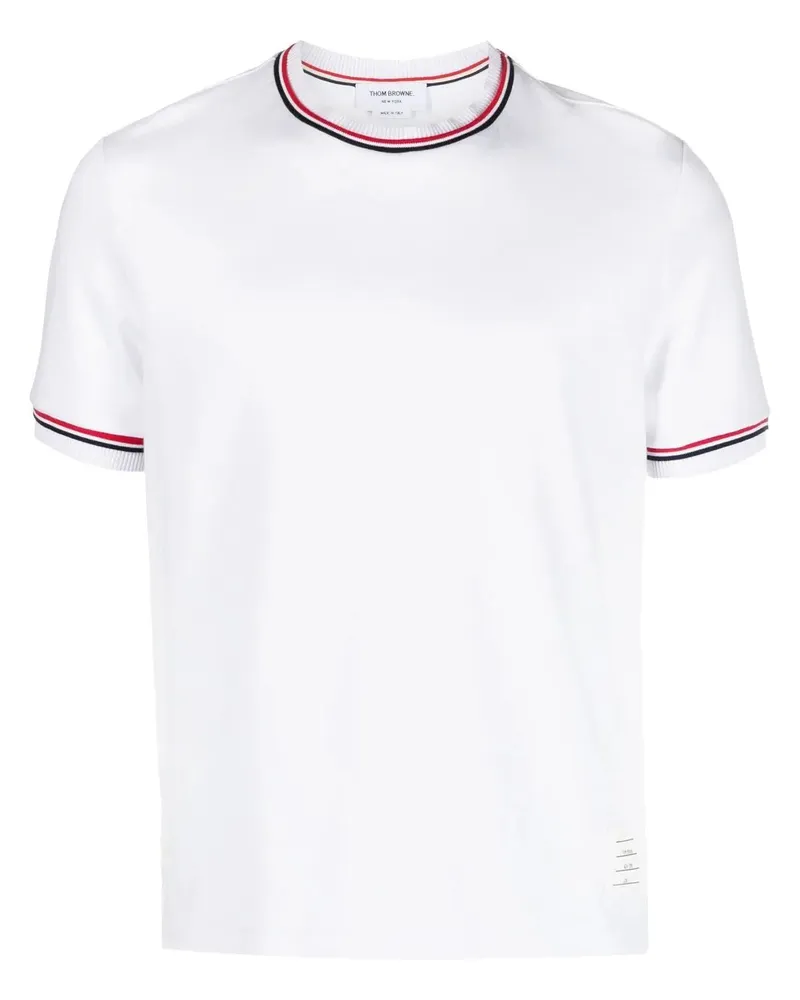 Thom Browne Crew Neck T -Shirt mit Anwendung White
