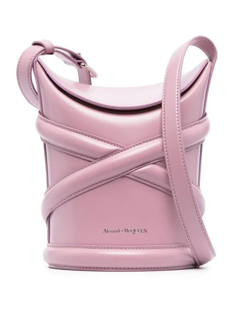 Alexander McQueen Alexander MC Queen die Kurve Leder Eimer -Tasche Rosa