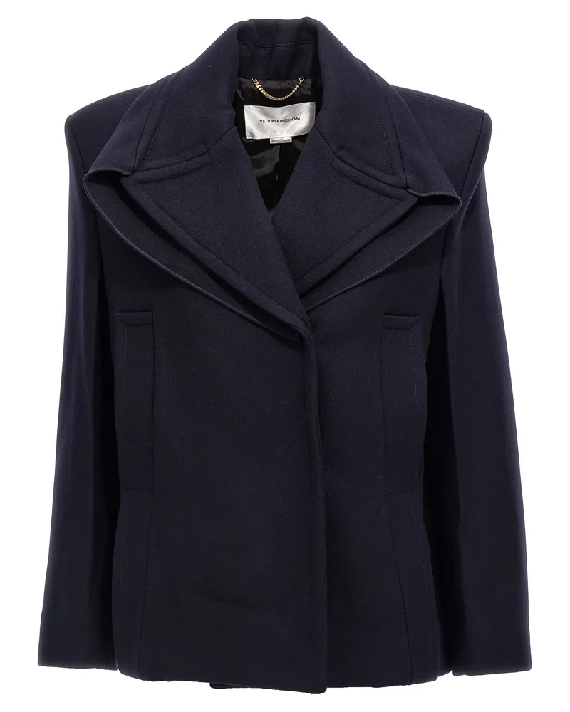 Victoria Beckham Spoited Schulter' Mantel Blue