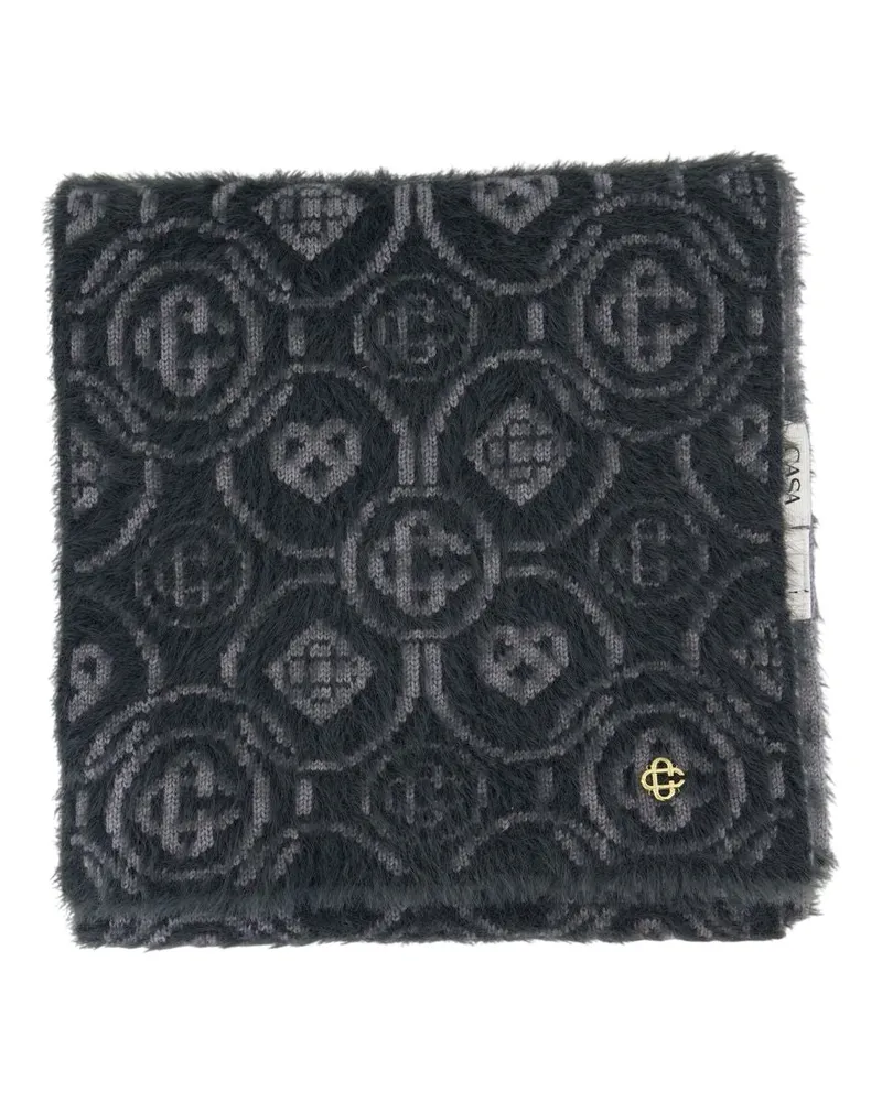 Casablanca Paris Flauschiger Monogramm Schal  Nylon Grey Grau