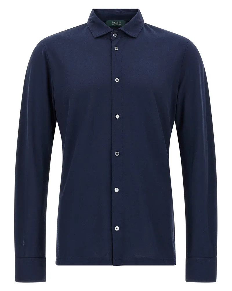 Zanone Eis -Baumwollhemd Blue