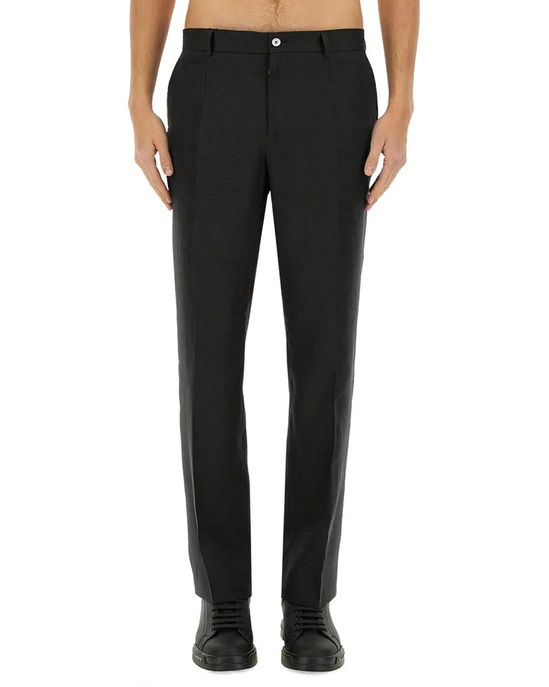 Dolce & Gabbana Stretch Leinen -Leinenhose Black