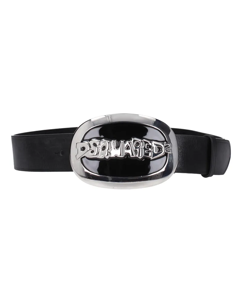 Dsquared2 Frauen 's Ledergürtel schwarz/silber -
