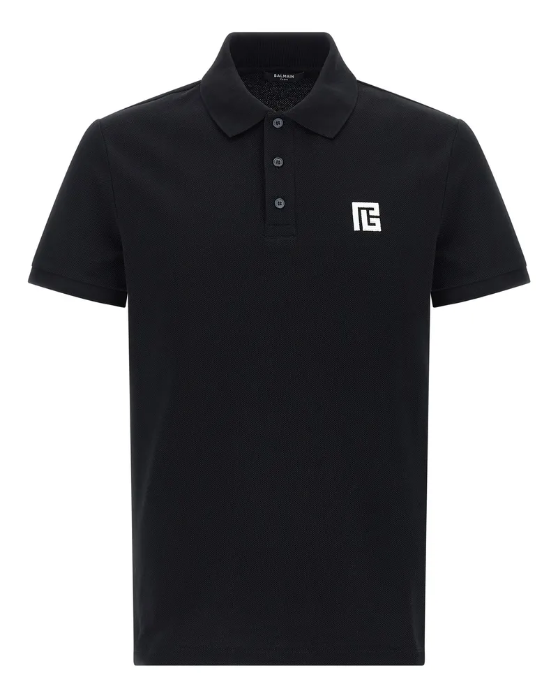 Balmain Poloshirt mit -Stickerei White