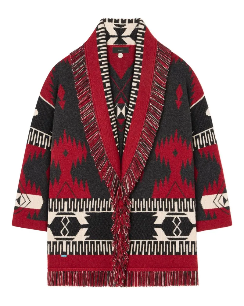 Alanui Ikon Jacquard Cashmere Cardigan Red