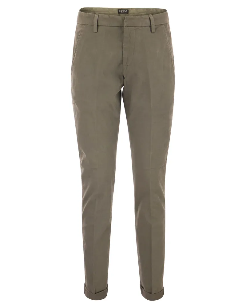 Dondup GAUBERT SLIM FIT GABARDINE HOSEER Turteltaube