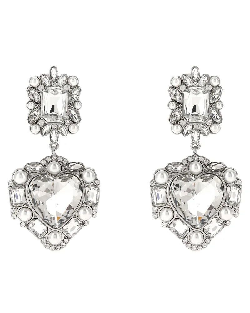 Self-Portrait Self -Porträt -Ohrringe 'Crystal Pearl Stufeed Heart Silver