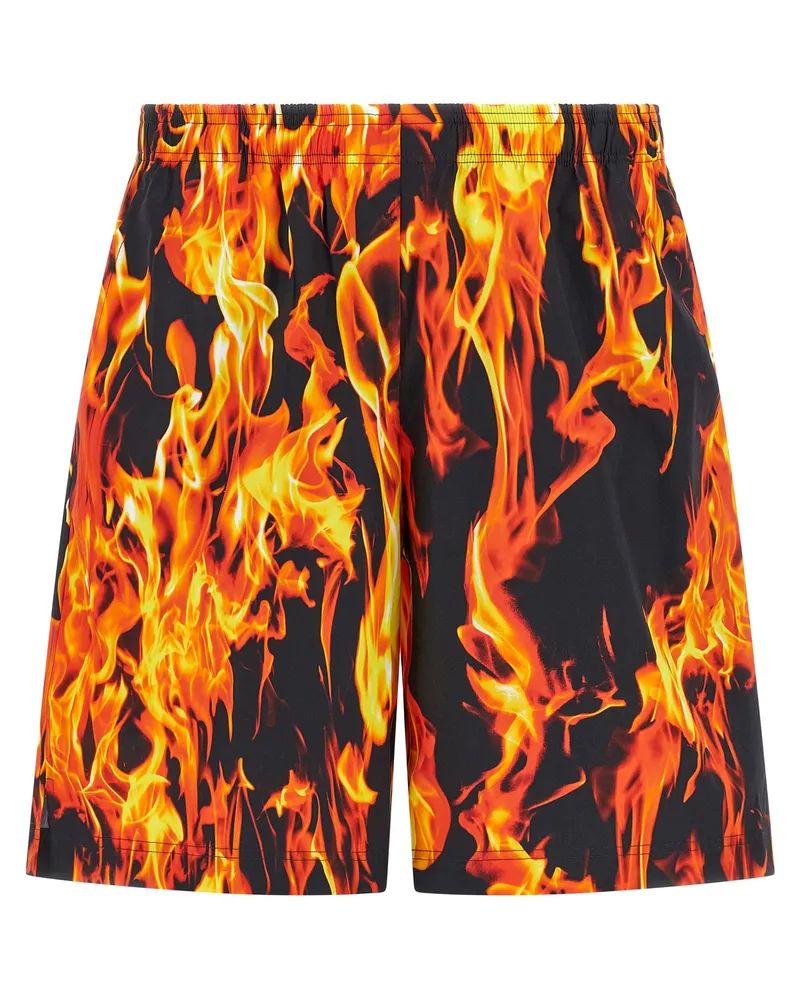 VETEMENTS Black & Orange Fire' Bermuda Shorts Multicolor