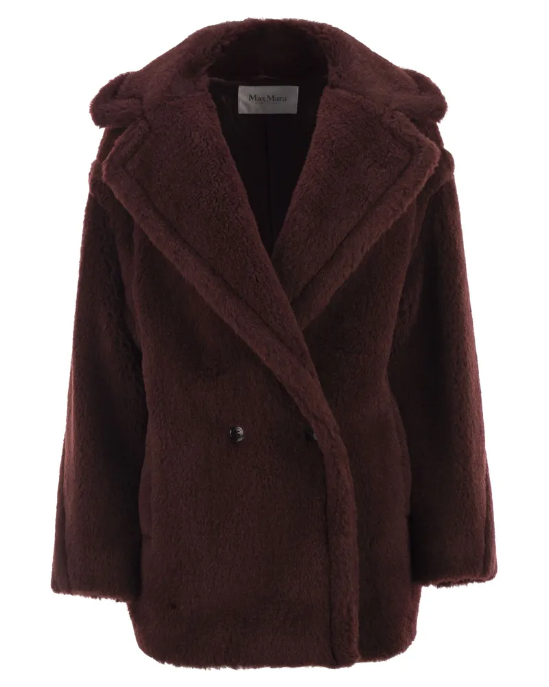 Max Mara Olga Teddy Bear Icon Mantel kurz aus Alpaka und Wolle Bordeaux