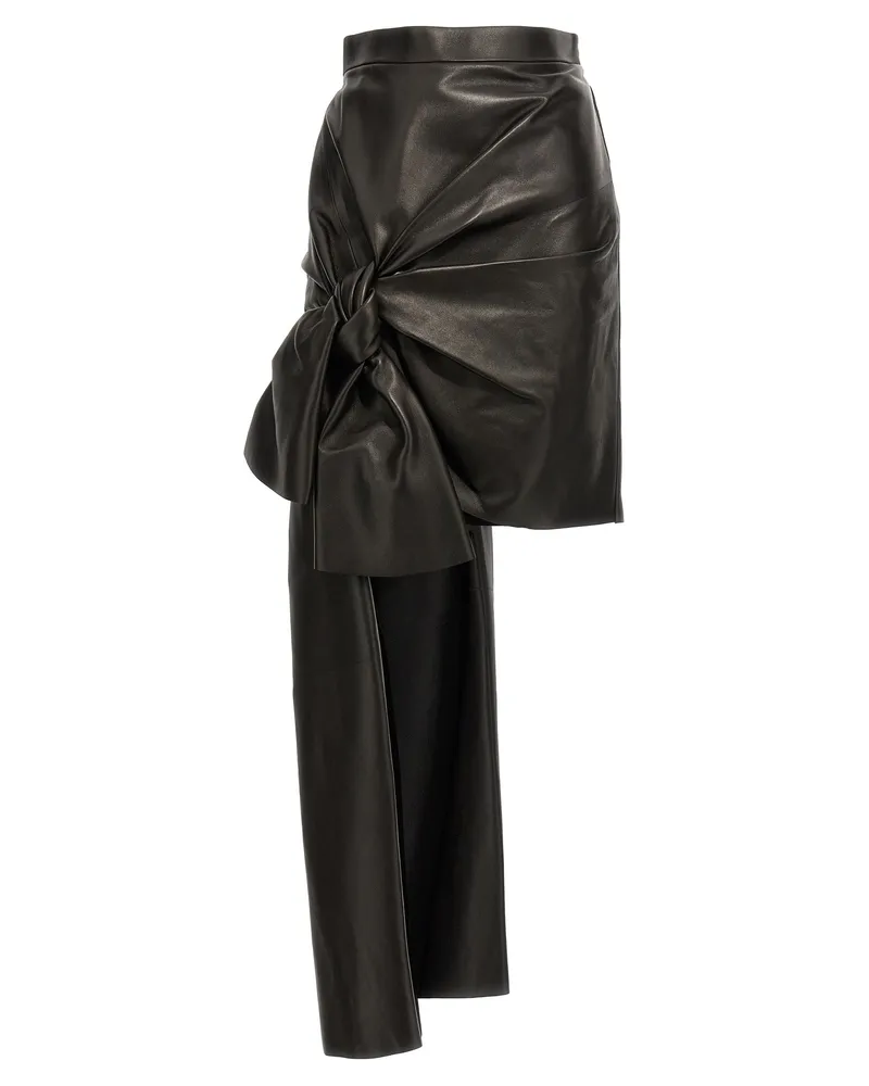 Alexander McQueen Maxi Bow Lederrock Black