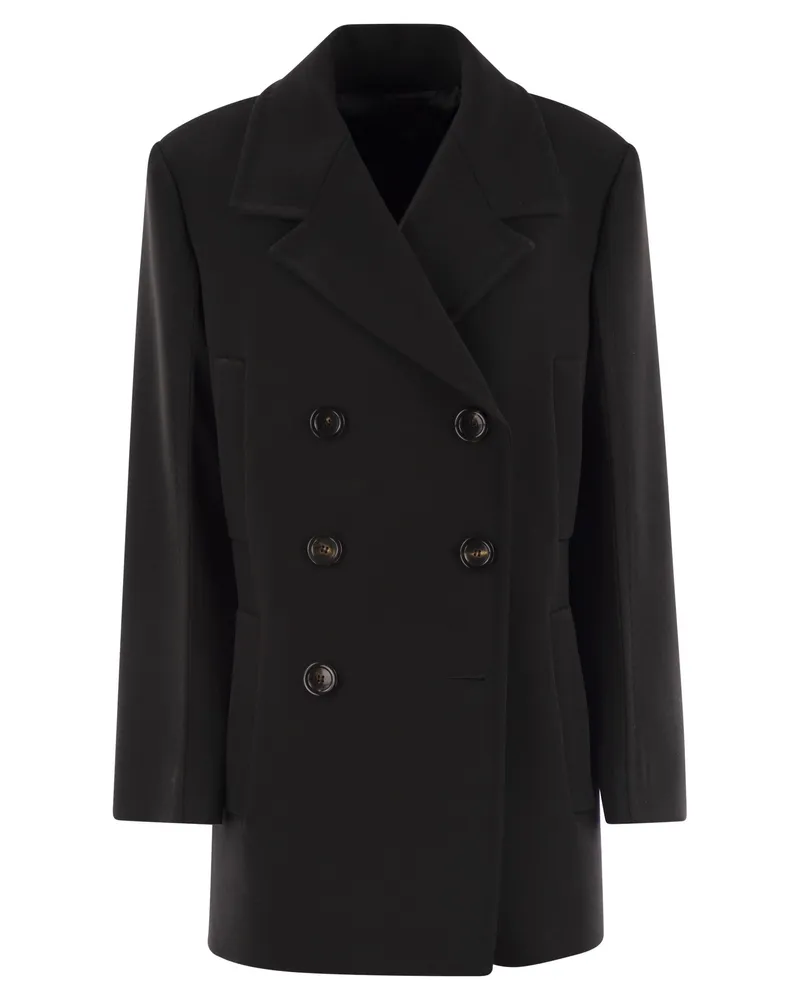 Max Mara Janzir Double Breasted Cady Caban Black
