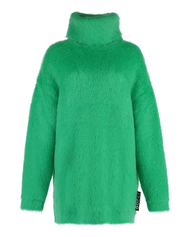 Gucci Mohair Blend Mini Pullover Kleid Grün