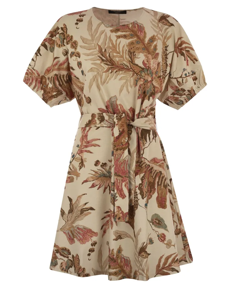 Max Mara gern gedruckter Baumwoll -T -Shirt -Kleid Powder