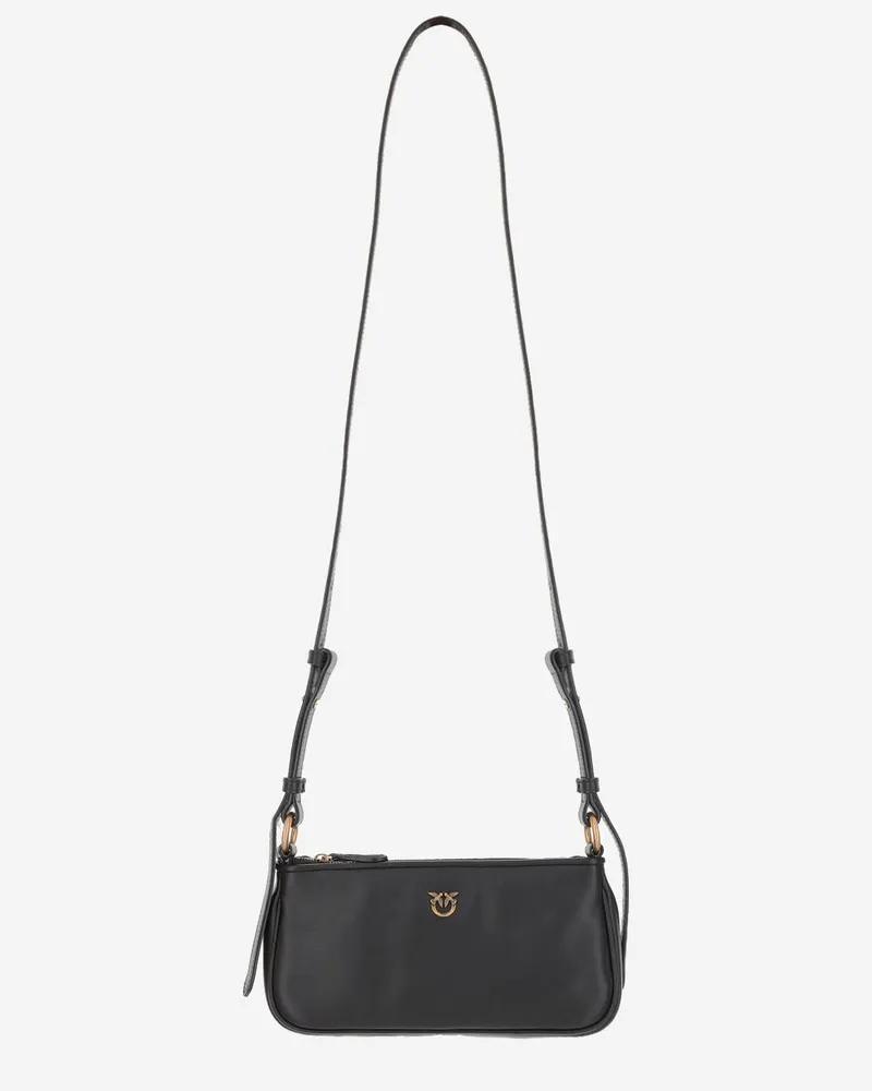 Pinko Mini Half Moon Baguette Ledertasche mit Logo Black
