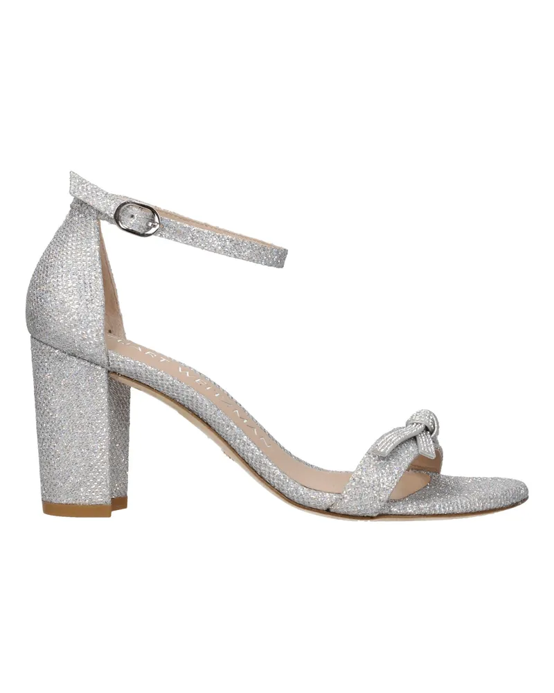 Stuart Weitzman Sandalen fast nackt Frau Stoff Silber -