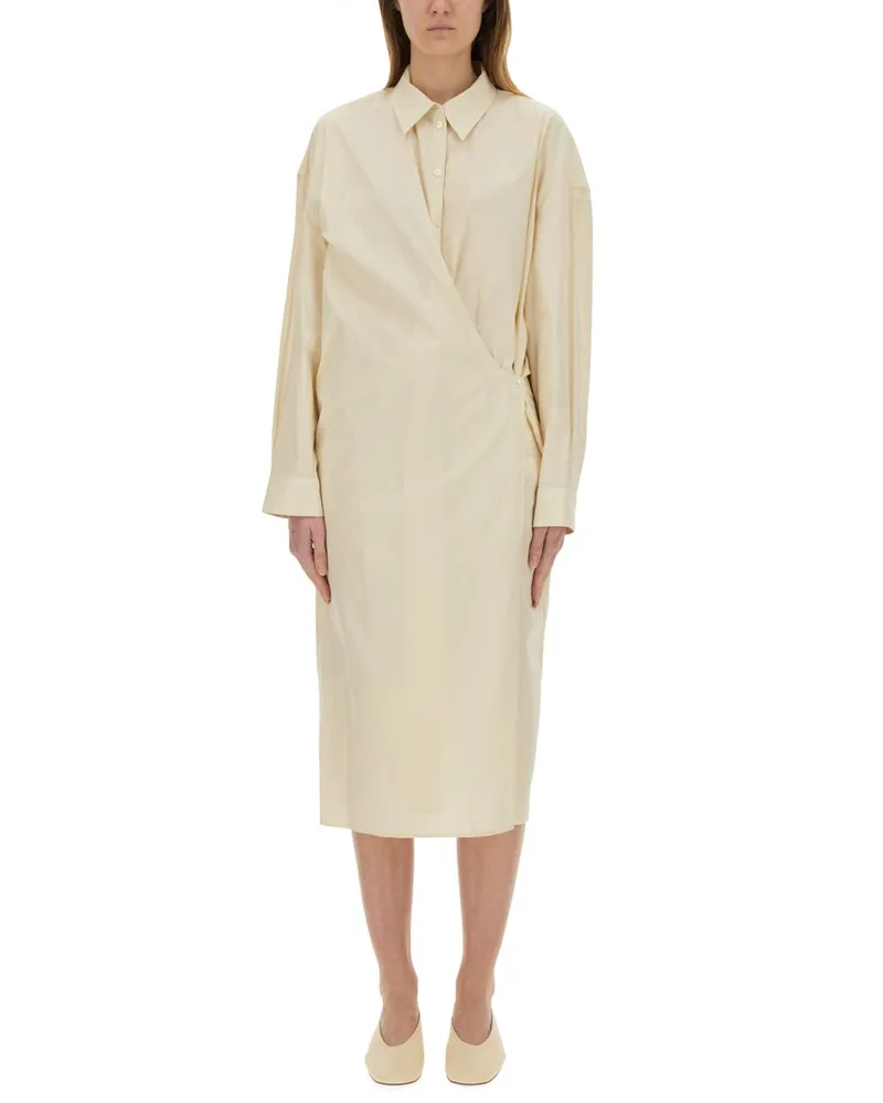Christophe Lemaire gerade Kragen verdrehte" Kleid Ivory