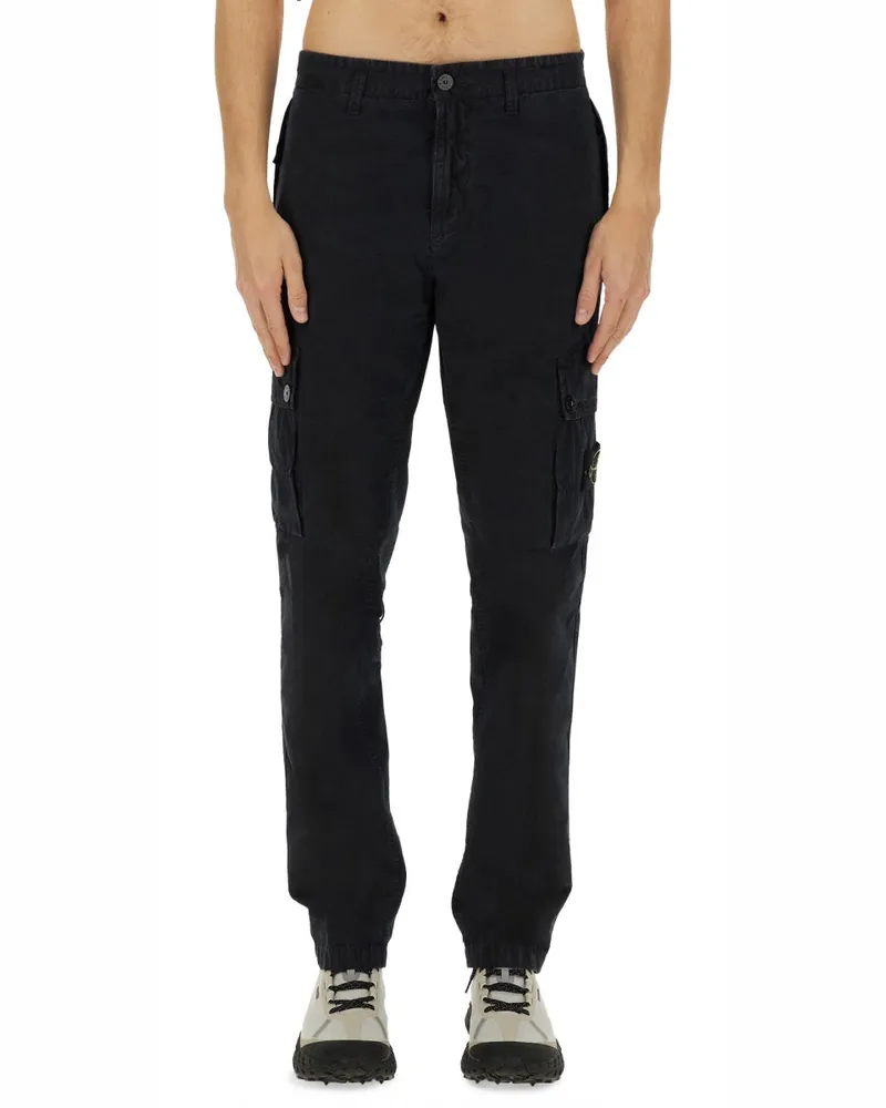 Stone Island Cotton Canvas Cargo Hosen Blue