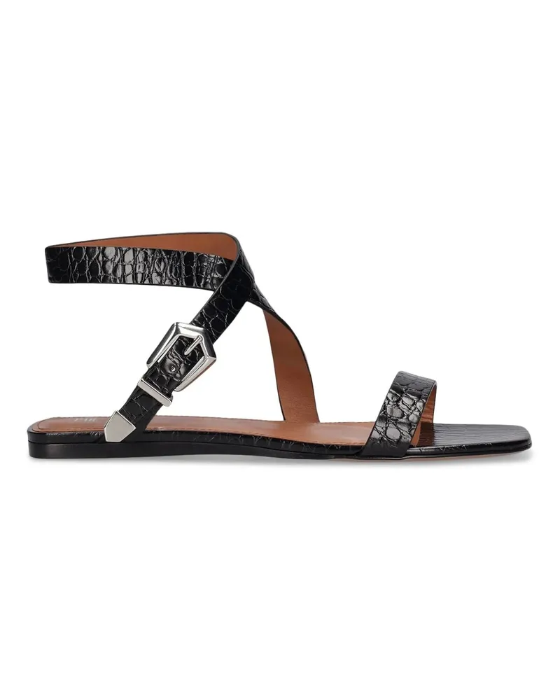 Paris Texas Lauren Croco flache Sandalen Black