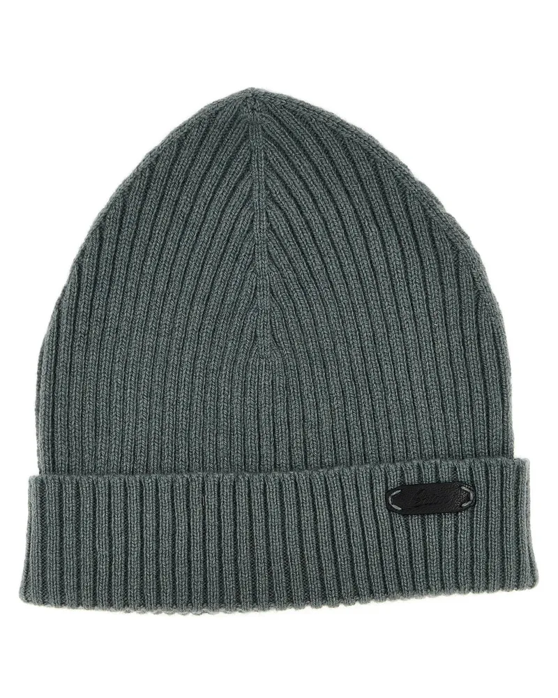 Brioni English Ribbed Beanie Green