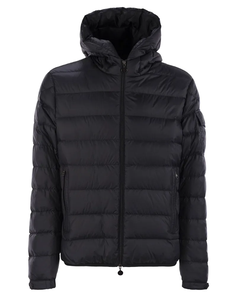 Moncler Najan Short Down Jacke mit Kapuze Blue