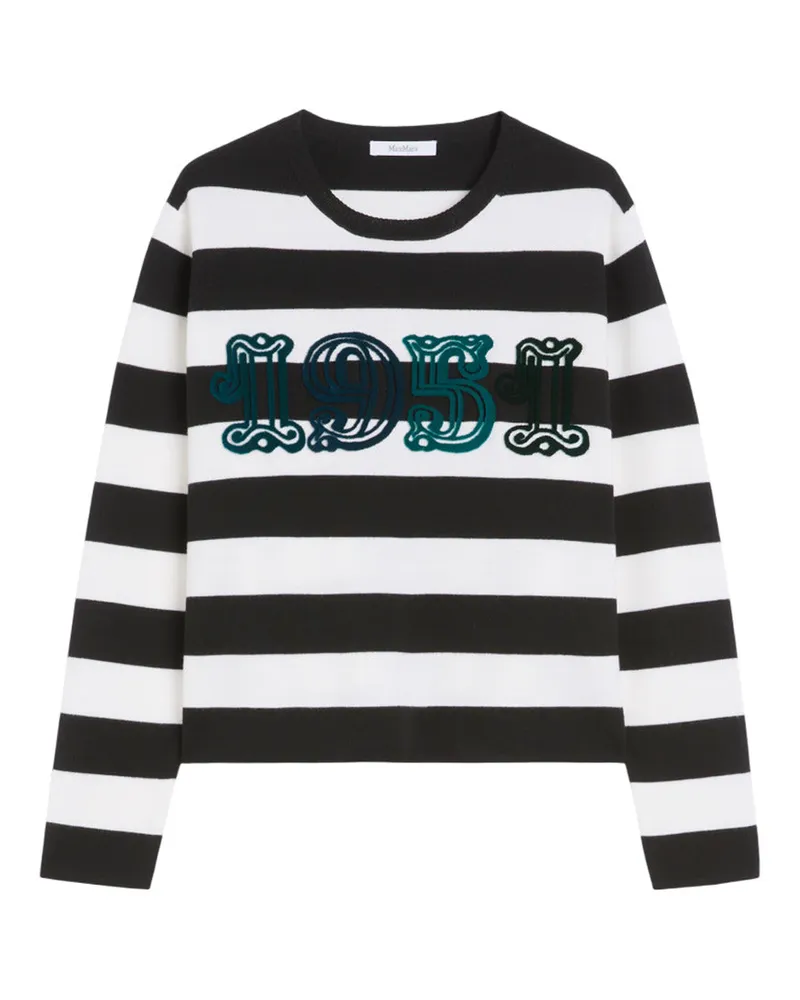 Max Mara Wollpullover mit Stickerei Bianco