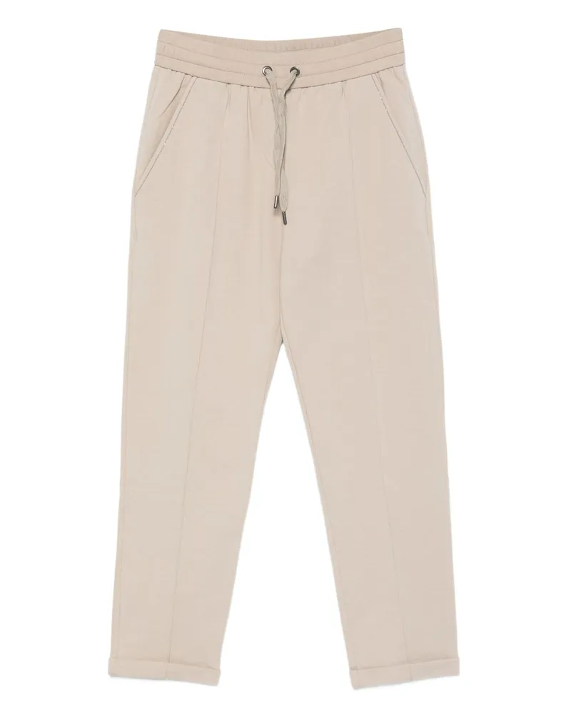 Brunello Cucinelli Baumwoll -Jogginghose Beige