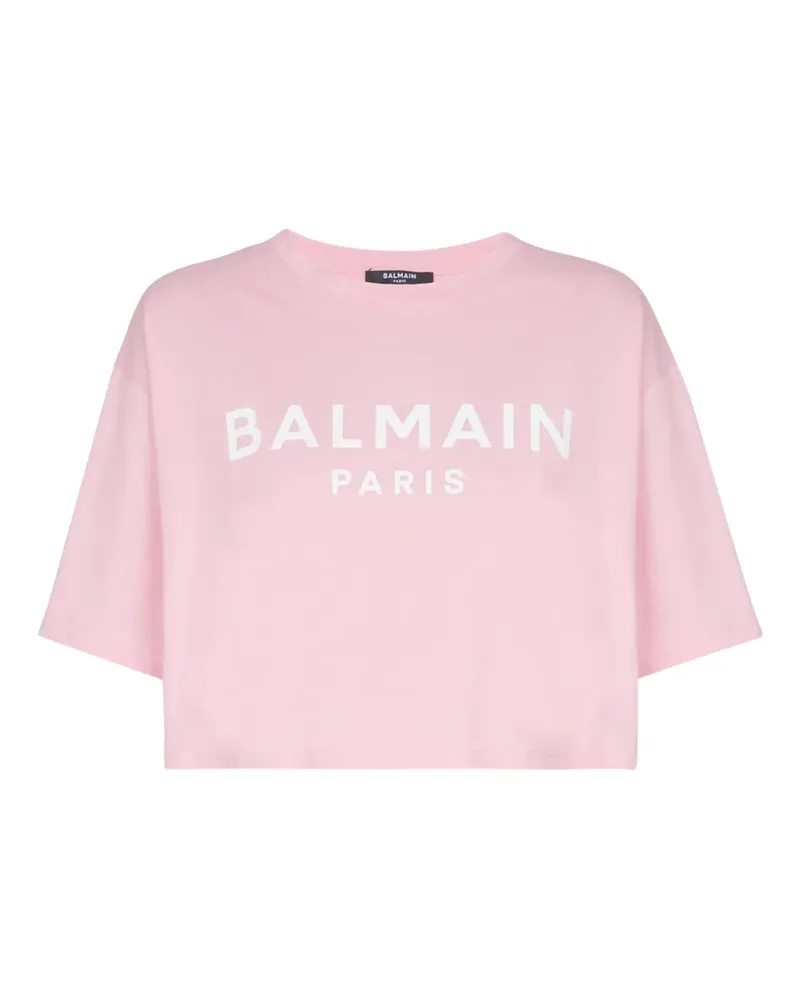 Balmain beschnittenes T -Shirt mit Druck Ohv