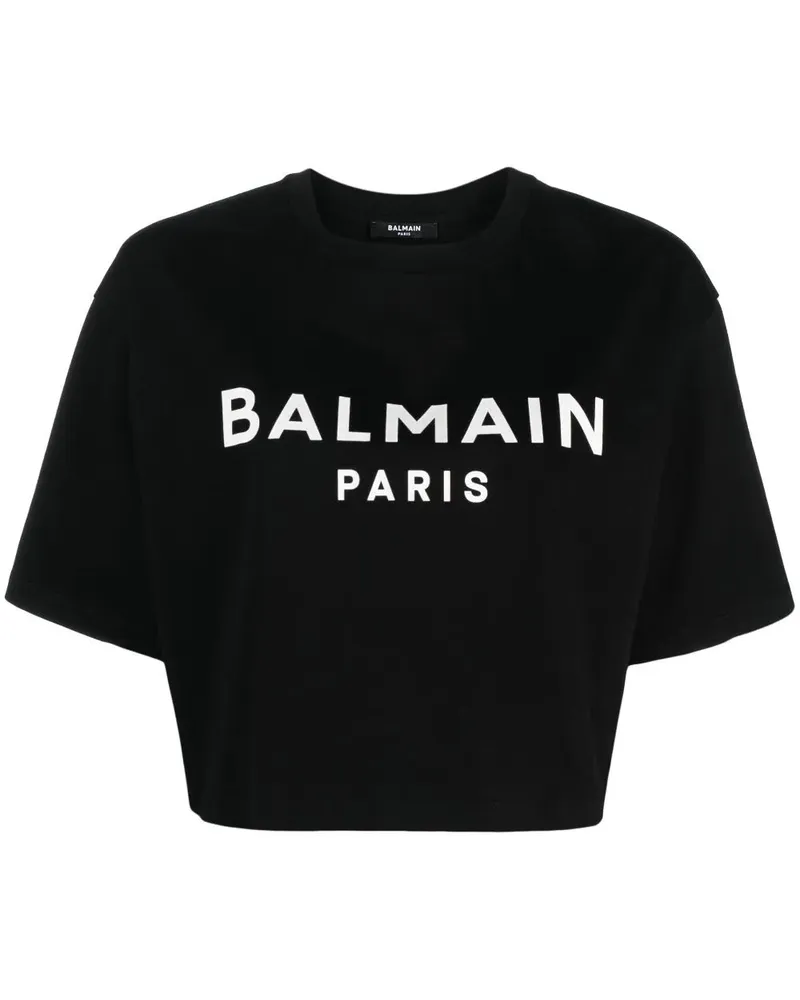 Balmain beschnittenes T -Shirt mit Druck Ohv