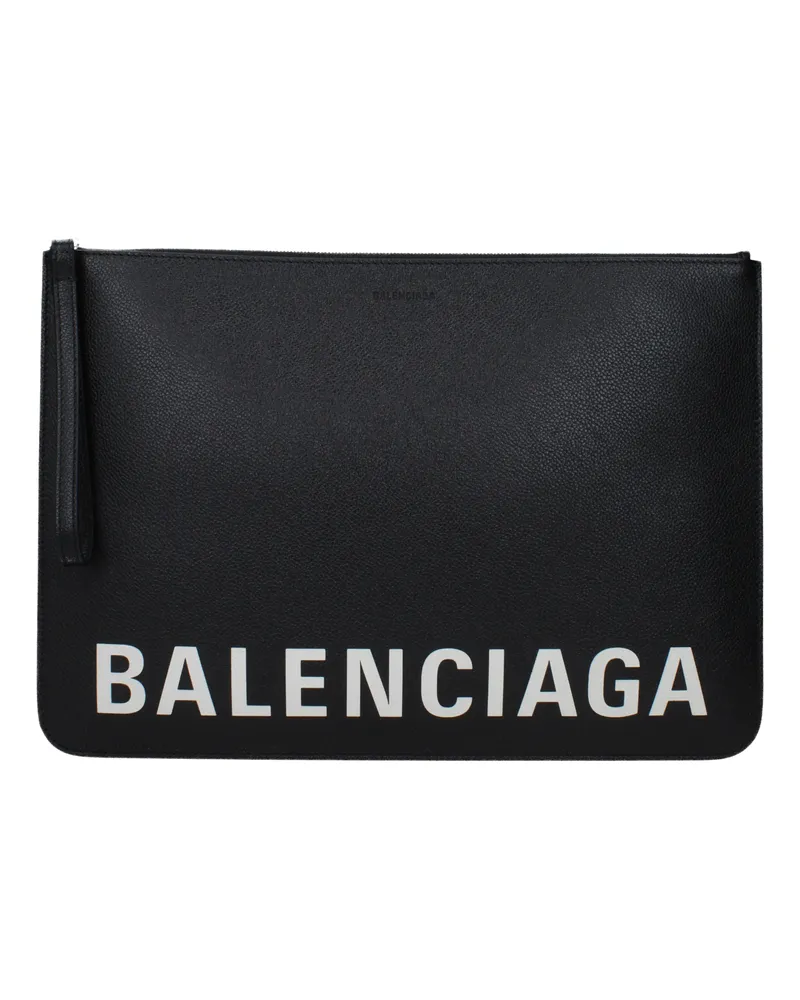 Balenciaga Herrens Pochette aus schwarzem Leder -