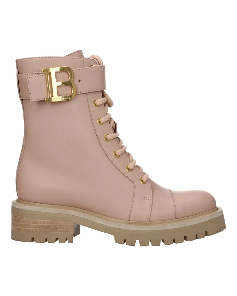 Balmain Damens Beige Lederstiefel -