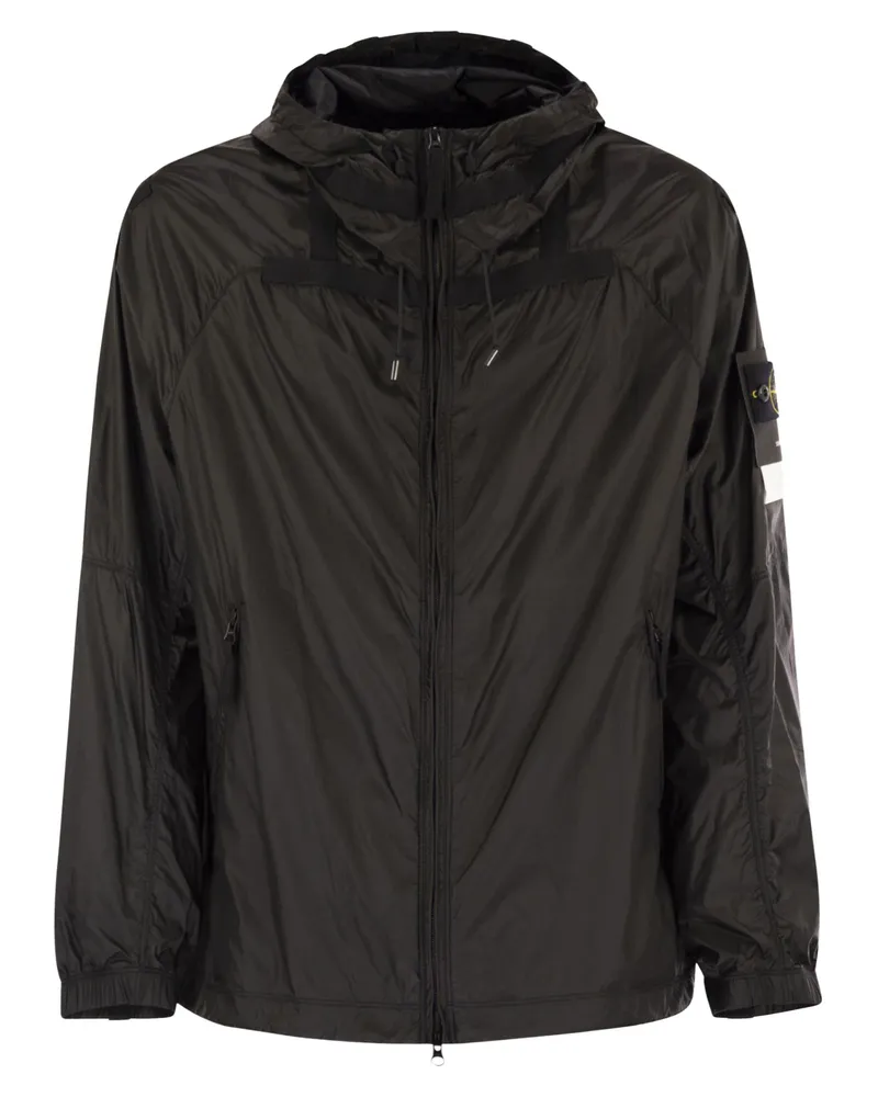 Stone Island Leichte Kapuzenjacke mit Anti -Tropf und reflektierende Details Grey