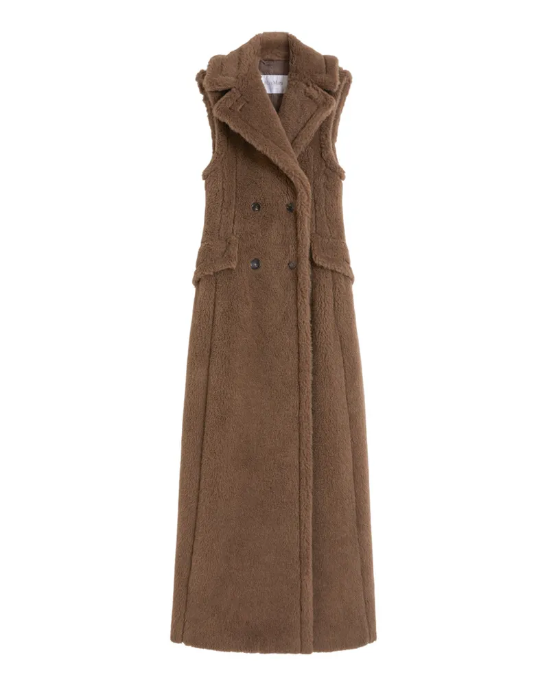 Max Mara ärmellose Alpaka und Wollteddy -Mantel Marrone