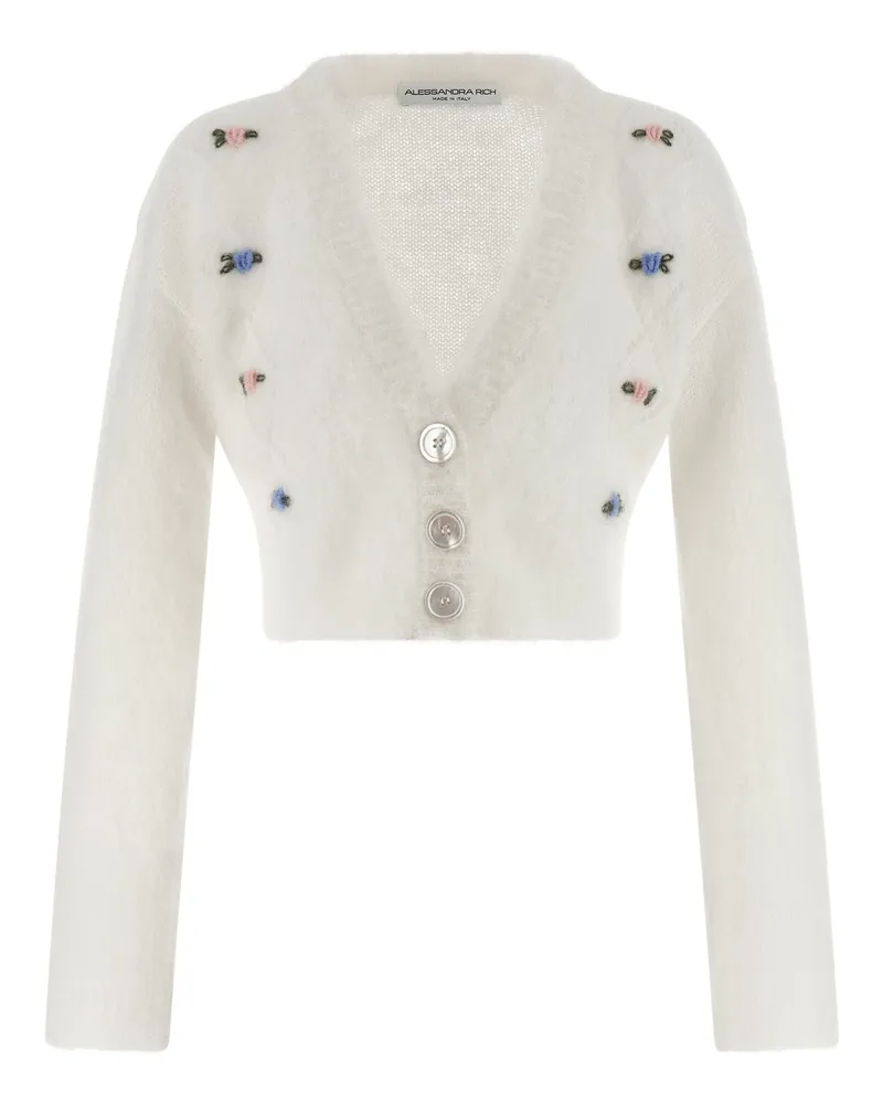 Alessandra Rich Carded Mohair' Strickjacke White